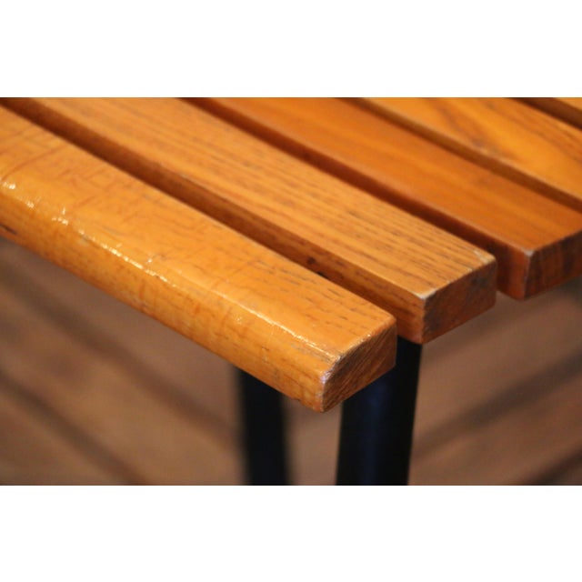 1960s Set of Three Mid-Century Modern Oak & Steel Bar Stools For Sale - Image 15 of 18