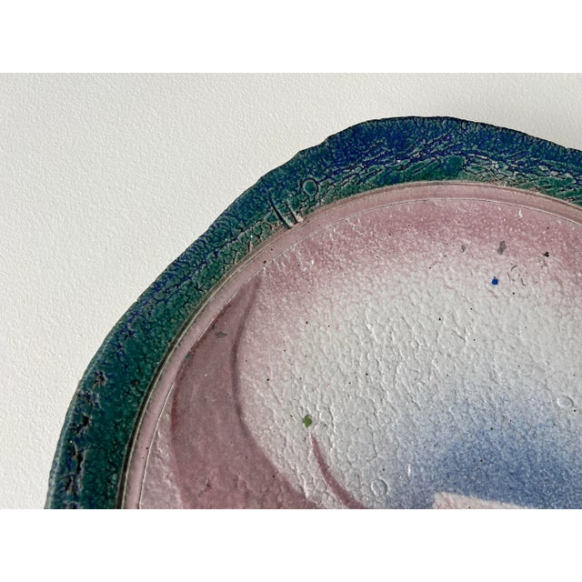 Abstract 1990's Memerz Hand Painted Abstract Design Studio Pottery Wall Plate For Sale - Image 3 of 9