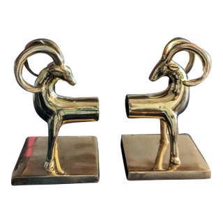 2010's Art Deco Style Brass Gazelle Bookends For Sale