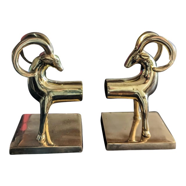 2010's Art Deco Style Brass Gazelle Bookends For Sale