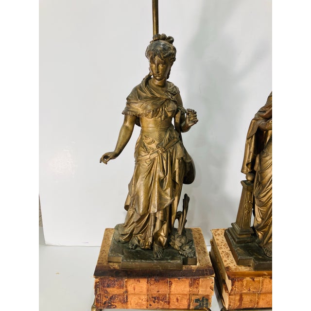 Pair of Neoclassical Figural Lamps Circa 1880 For Sale - Image 9 of 11