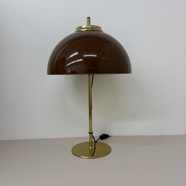 Vintage Mushroom Table Lamp with Gold Metal Base, 1970s For Sale - Image 12 of 18