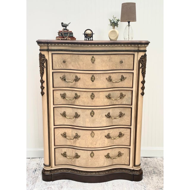 Refinished French Provencial Ash Burl Dresser For Sale - Image 4 of 10