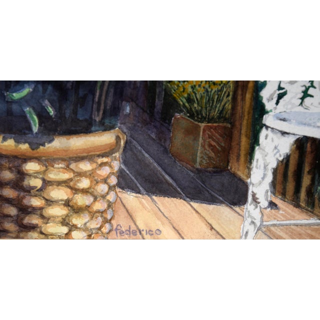 Back Porch - Santa Cruz California Landscape in Watercolor on Paper by Harry Federico For Sale In Monterey, CA - Image 6 of 7