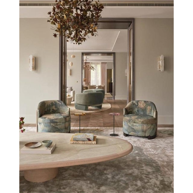 Contemporary Luke Chair in Sage Green Cotton Velvet Upholstery by Munna For Sale - Image 3 of 5