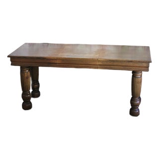 Antique Oak Console Table With Fluted Legs For Sale