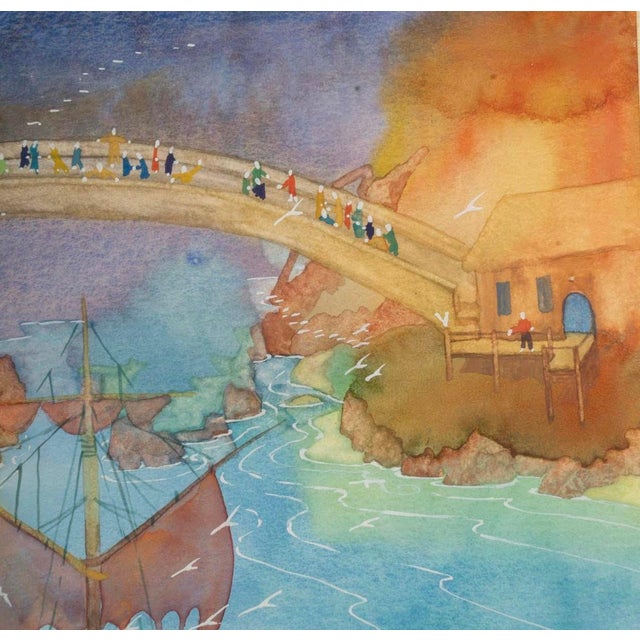 Patrick Gannat, A View of Asia, Watercolour on Coaster, Framed For Sale - Image 4 of 10