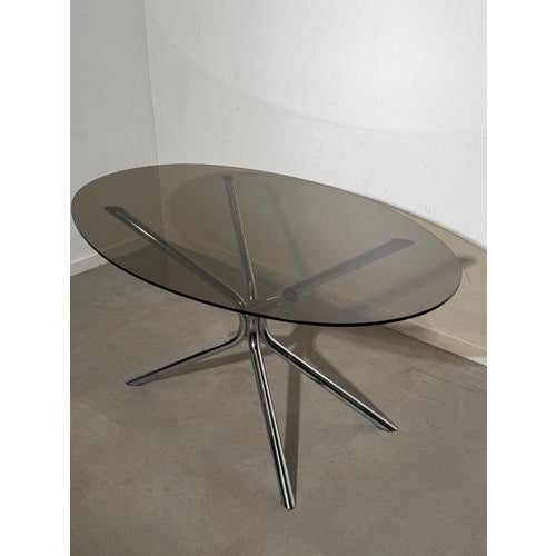 Vintage Chrome and Glass Dining Table For Sale - Image 6 of 7