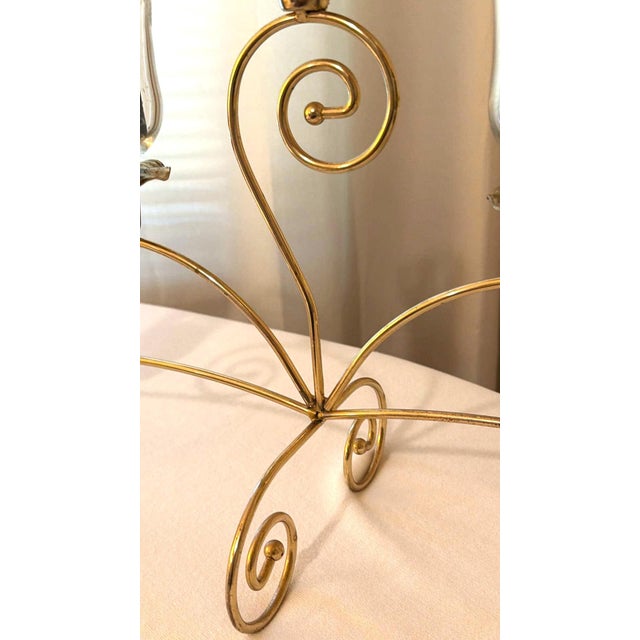 Metal Vintage Home Interior 5Arm Candelabra W/Votive Glas Cups W/Hearts & Ribbons Embellishment For Sale - Image 7 of 8