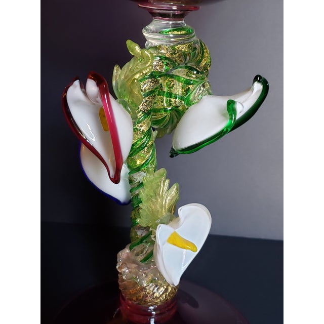 Glass Late 20th Century Davide Fuin Murano Glass Tazza Compote Bowl 16in For Sale - Image 7 of 17