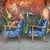 Pair of Mid Century Modern Klaus Haapaniemi & Co. Iceflower Blue Fabric Chairs For Sale - Image 4 of 10