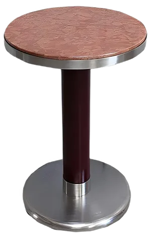 Small Circular Brushed Stainless Steel Pedestal Table, 1920s