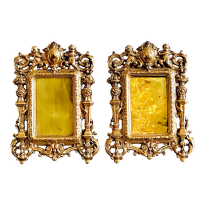 Pair of Neoclassical Style Gilt Bronze Picture Frame With Cherub, France, Late 19th Century