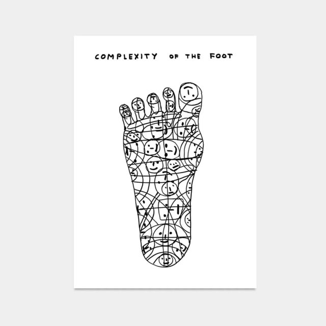 David Shrigley, Complexity of the Foot, 2020 60 x 80 cm (23.6 x 31.5 in) Off-set lithography Edition of 350 Printed on...