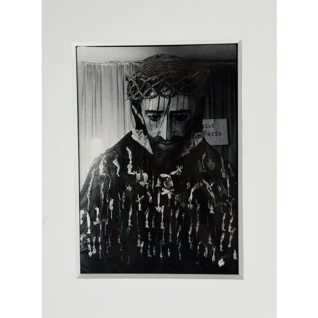 Charcoal Vintage Framed Darkroom Photograph of "Ecce Homo" With Milagros For Sale - Image 8 of 10