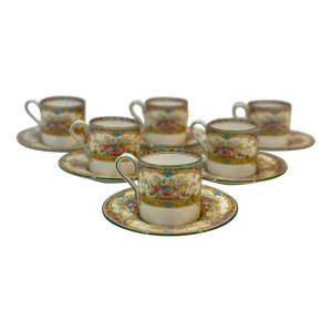 Early 20th Century Wedgwood St Austell Demitasse Cup & Saucer Set- 12 Pieces