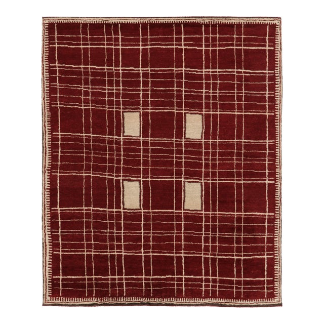 Contemporary Art Deco Style Geometric Gold Wool Rug, by Rug & Kilim, India For Sale