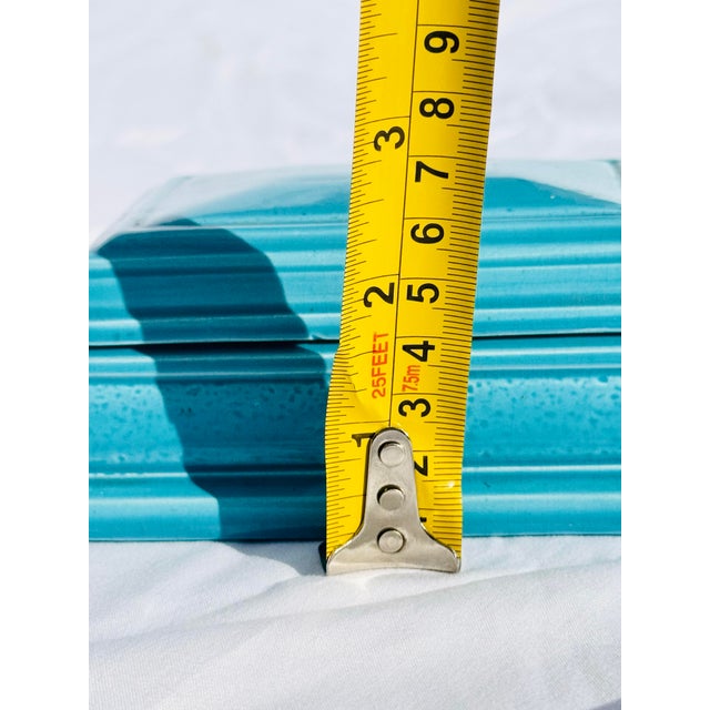 Vintage Atlantic Mold Turquoise Ceramic Trinket Box, Mid-Century Modern Studio Pottery For Sale In Boise - Image 6 of 12