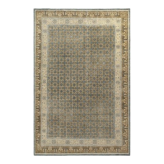 Rug & Kilim’s Oversized Border Rug in Slate Blue, 12x14 For Sale