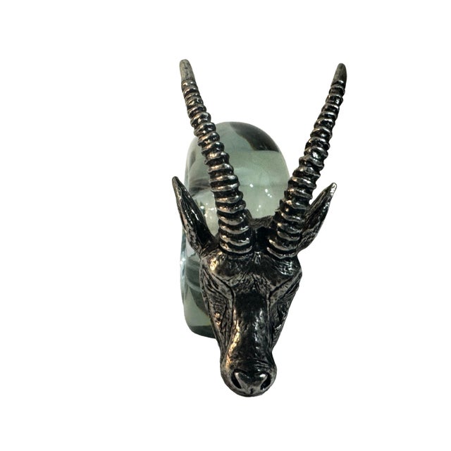 African Vintage Safari African Wildlife Animals Handblown Glass & Pewter Napkin Rings - Set of 8 For Sale - Image 3 of 18