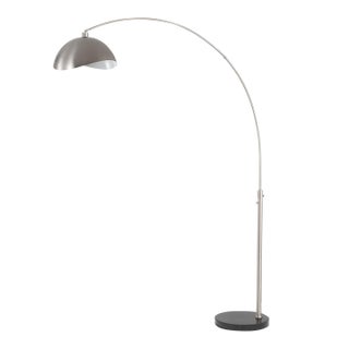 1960s Luna Bella Floor Lamps - Mid Century Modern Design Satin Nickel, Black Marble Base For Sale