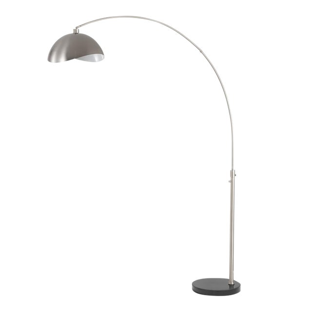 1960s Luna Bella Floor Lamps - Mid Century Modern Design Satin Nickel, Black Marble Base For Sale