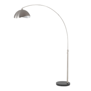 1960s Luna Bella Floor Lamps - Mid Century Modern Design Satin Nickel, Black Marble Base