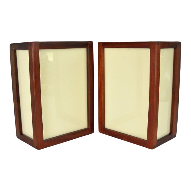 Mid-Century African Teak Sconces, Pair For Sale