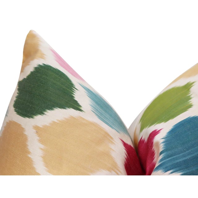 Textile Contemporary Multi Color Handmade Silk Throw Pillow & Down Insert For Sale - Image 7 of 11