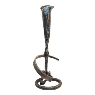 Hand Wrought Iron Calla Lily Candle Holder in the Style of Jack Brubaker For Sale