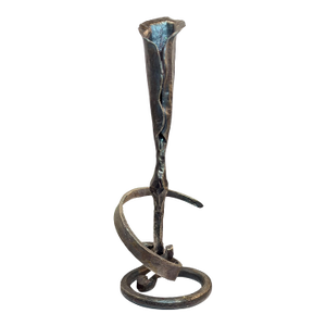 Hand Wrought Iron Candle Holder in the Style of Jack Brubaker