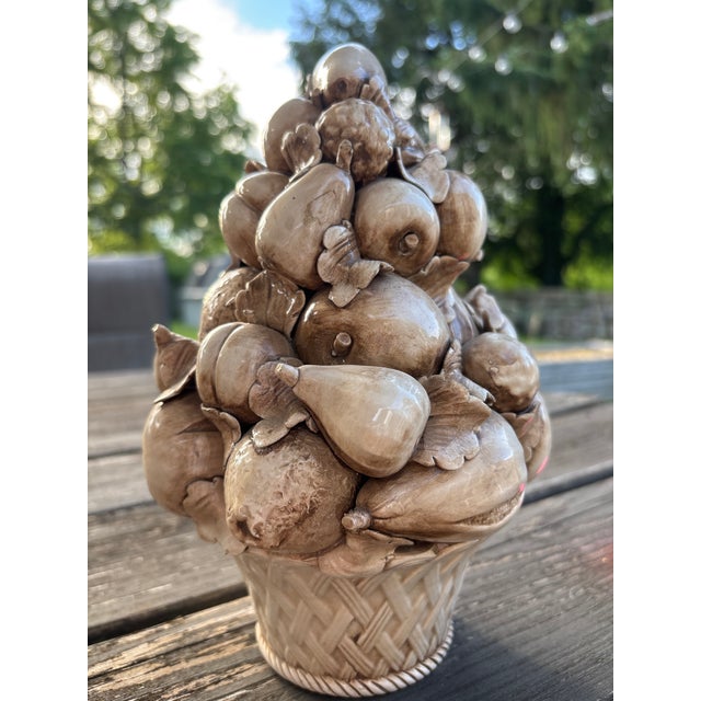 Cream Vintage Mid-Century Italian Creamware Fruit Topiary *Handcrafted in Italy For Sale - Image 8 of 9