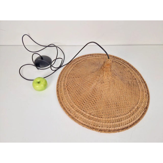 1960s Vintage Rattan & Bamboo Witch Hat Pendant Lamp, 1960s For Sale - Image 5 of 11