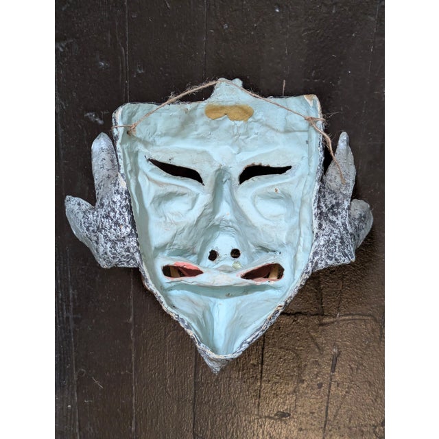 Gray Vintage Chinese Paper-Maché Folk Art Dragon/Demon Mask For Sale - Image 8 of 9