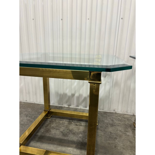 Brass Midcentury Mastercraft Brass Hollywood Regency Style Accent Side Tables- A Pair For Sale - Image 8 of 12