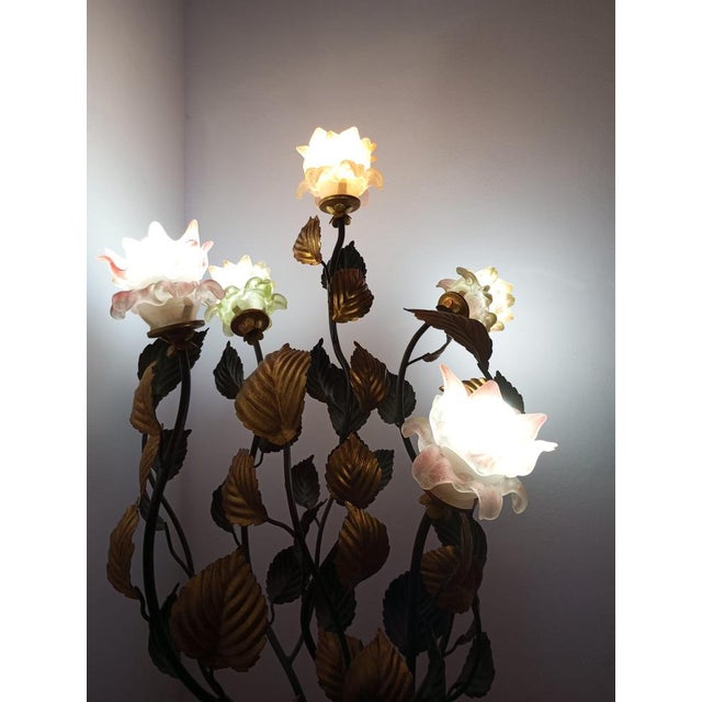 Vintage Floor Lamp with Murano Glass Roses, Italy, 1960s For Sale - Image 15 of 18