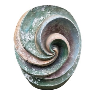 Hollywood Props Organic Modern Nautilus Shell-Form Wood Sculpture For Sale