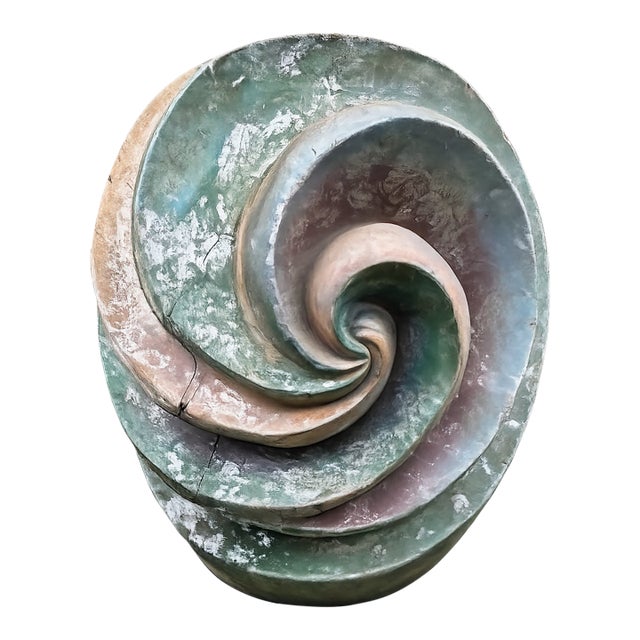 Hollywood Props Organic Modern Nautilus Shell-Form Wood Sculpture For Sale