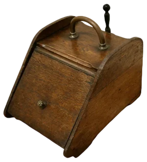 Victorian Oak Coal Box with Liner and Shovel, 1880s, Set of 3