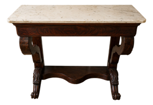 Empire Console in Mahogany and White Marble