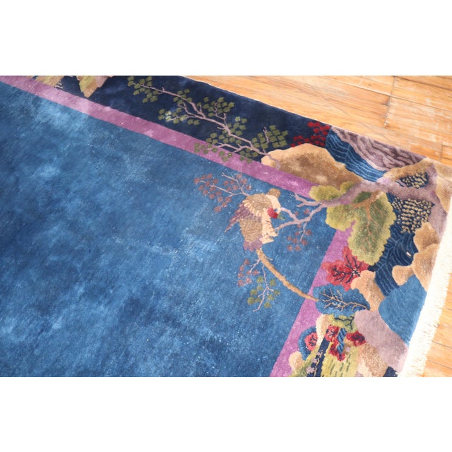 Zabihi Collection Blue Chinese Art Deco Rug For Sale - Image 13 of 18