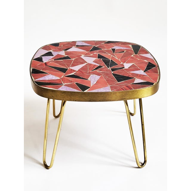 Mid-Century Mosaic Side Table by Ilse Möbel This exquisite modernist design side table with hairpin legs was handcrafted...