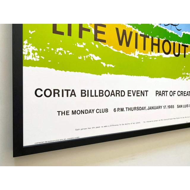 Wood Corita Kent Vintage 1985 Fine Art Lithograph Print " We Can Create Life Without War " Large Framed Pop Art Poster For Sale - Image 7 of 12