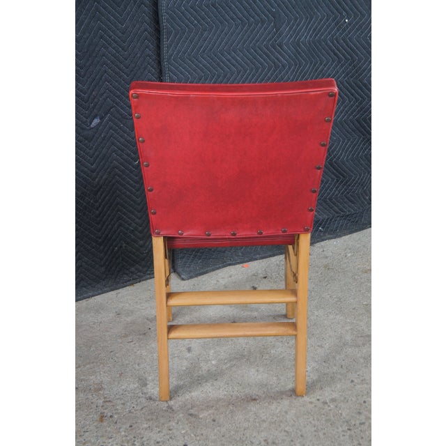 Mid 20th Century Louis Rastetter & Sons 'The Solid Kumfort' Red Leather Folding Chair For Sale - Image 9 of 15