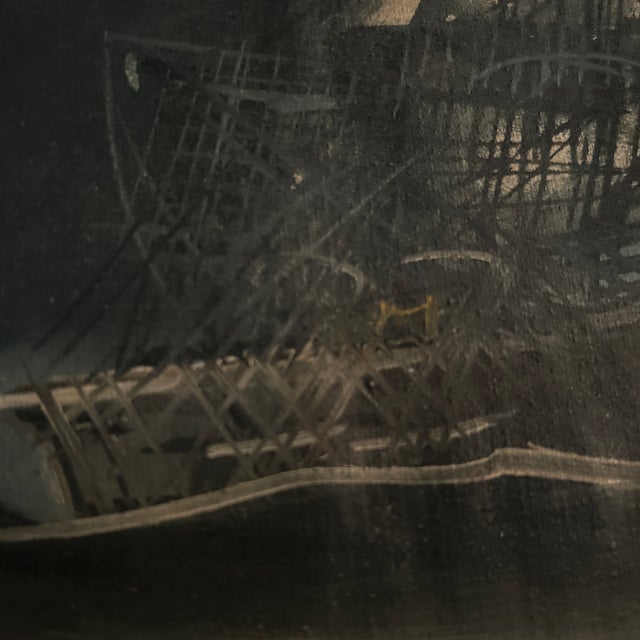 Vintage Oil on Canvas Signed R. Benjamin of a Ship at Sea For Sale In Chicago - Image 6 of 6