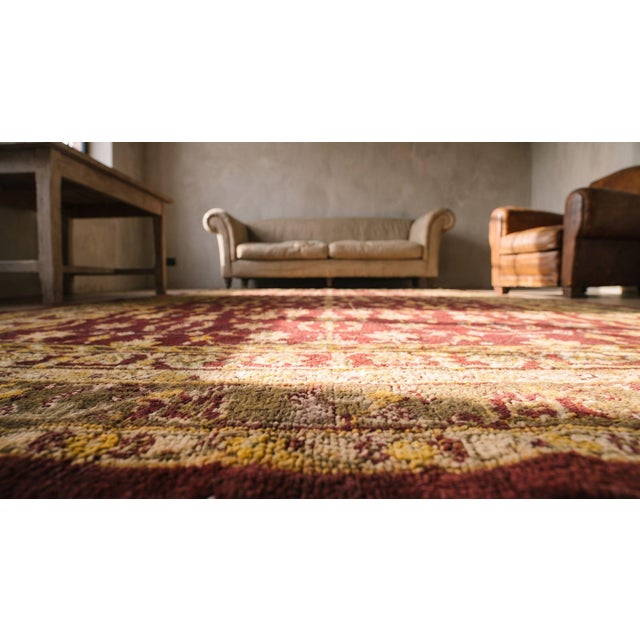 Burgundy 1890s Red Burgundy Floral Antique N. Indian Agra Rug 4' X 8'5" Handknotted Wool Carpet For Sale - Image 8 of 9