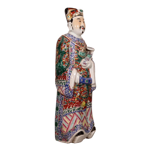 Antique Chinese Famille Rose Porcelain Immortal Figurine Sculpture 19th Century For Sale
