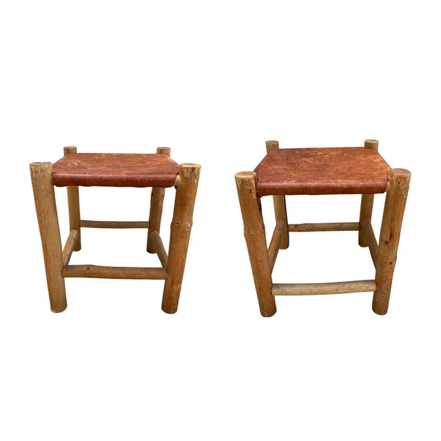 Vintage Rustic Log Chair & Stool Set For Sale - Image 13 of 17