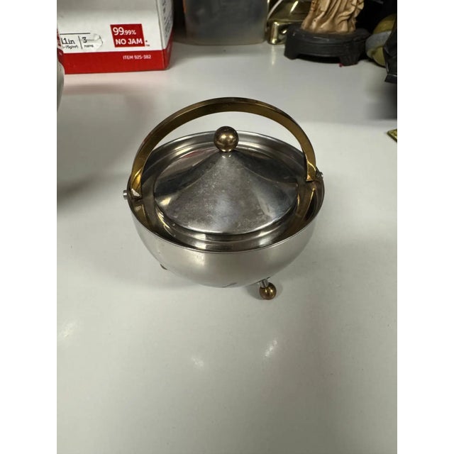 Late 20th Century Late 20th Century Carsten Jorgensen for Bodum Stainless Steel and Brass Ball Tea Set (3 Pcs) For Sale - Image 5 of 10