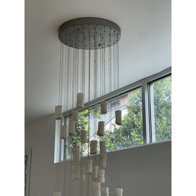 Custom Made Porcelain Chandelier For Sale - Image 4 of 8